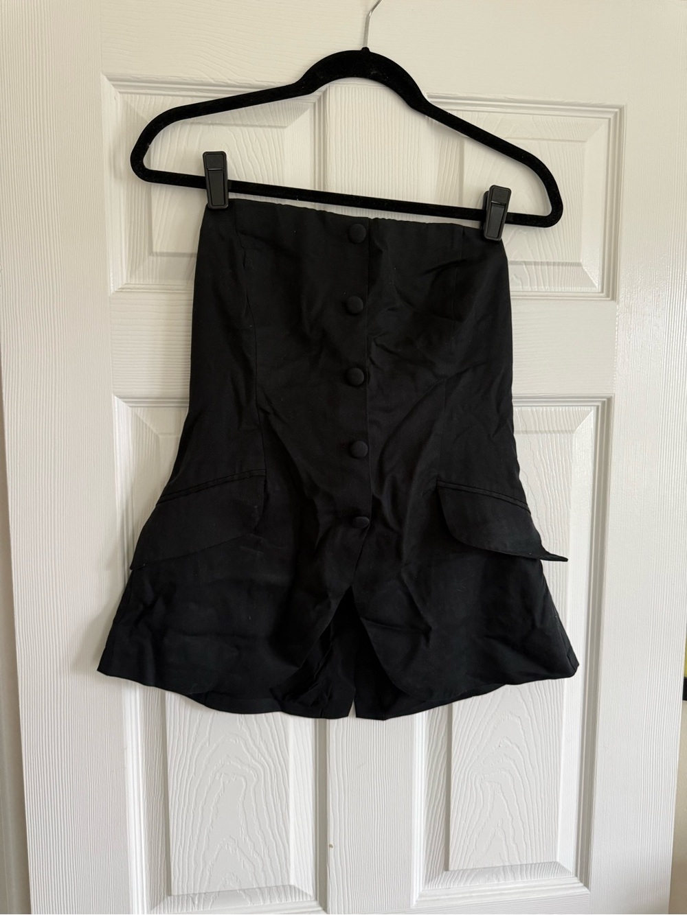 Reformation Strapless Button Down Going Out top